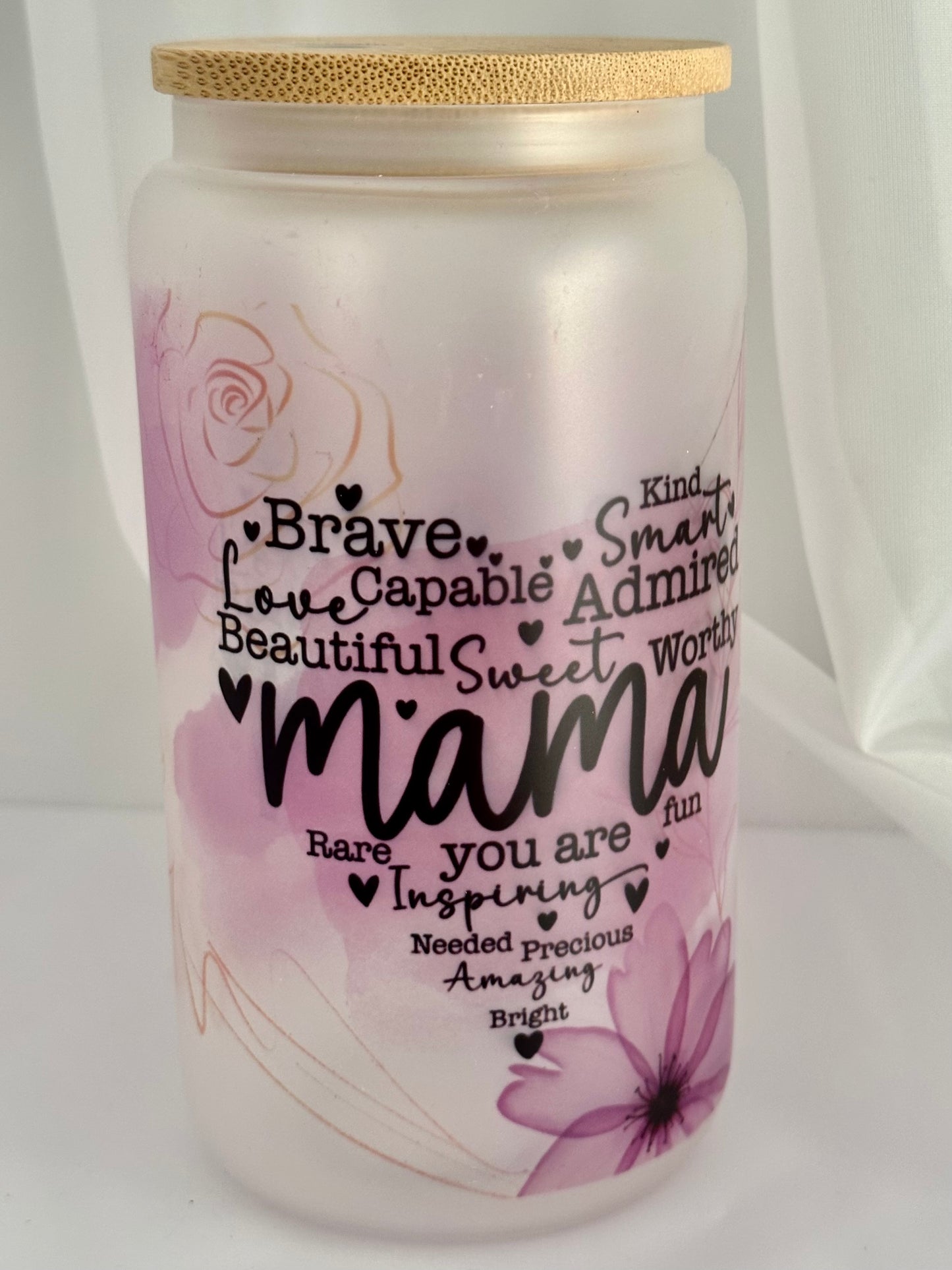 Mama Affirmations Frosted Glass Tumbler