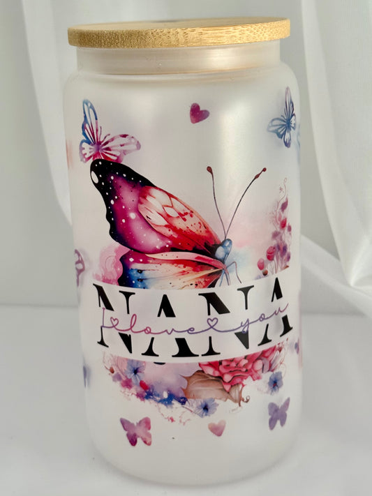 Nana I Love You Frosted Glass Tumbler