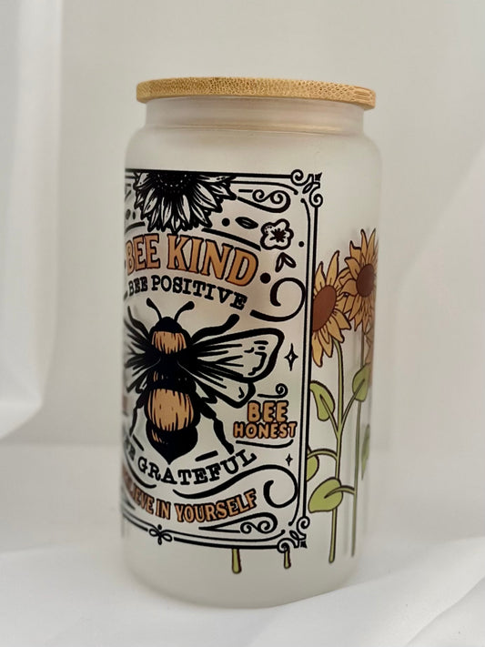 Bee Kind Frosted Glass Tumbler