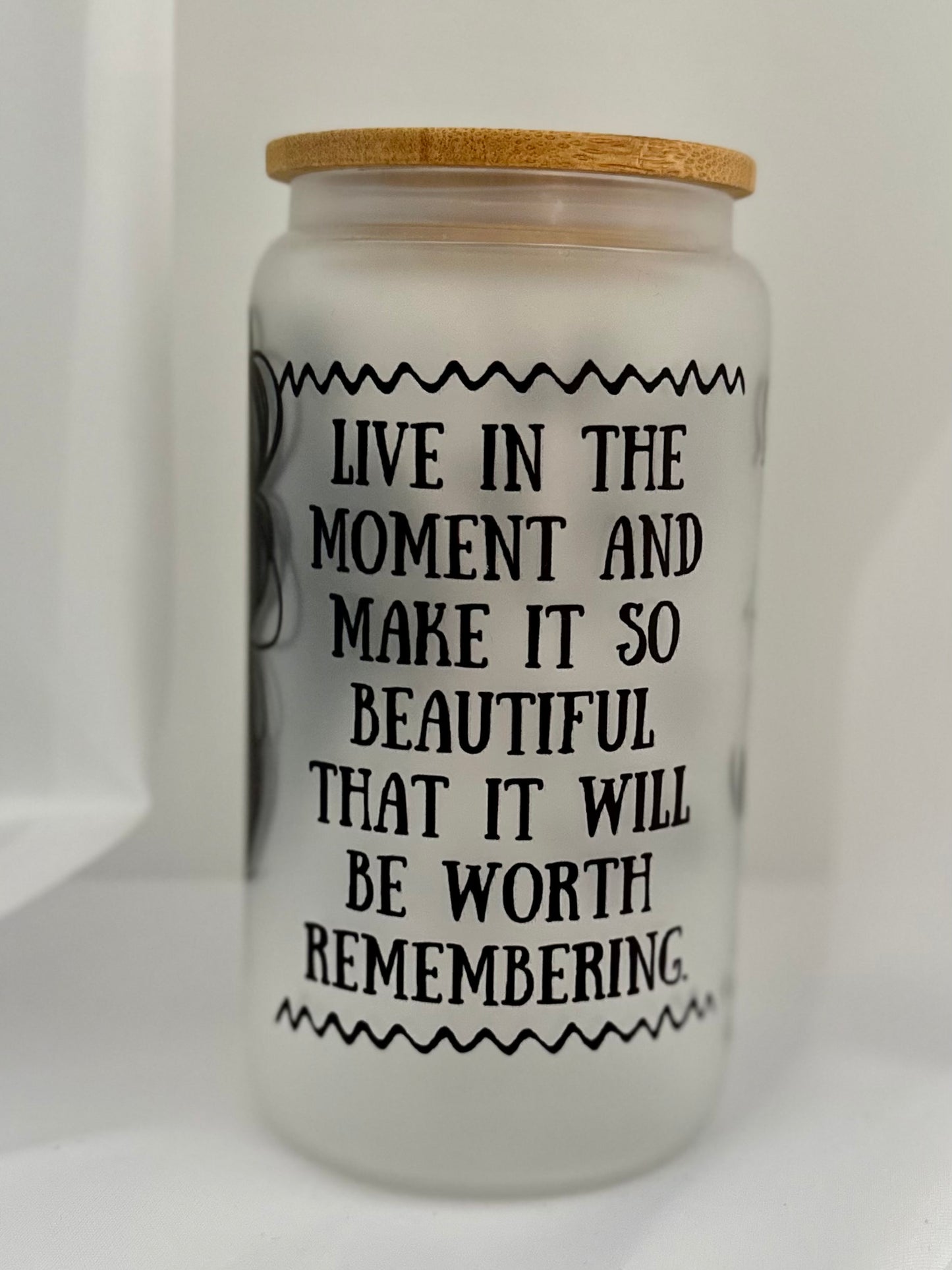 Live in the Moment Frosted Glass Tumbler