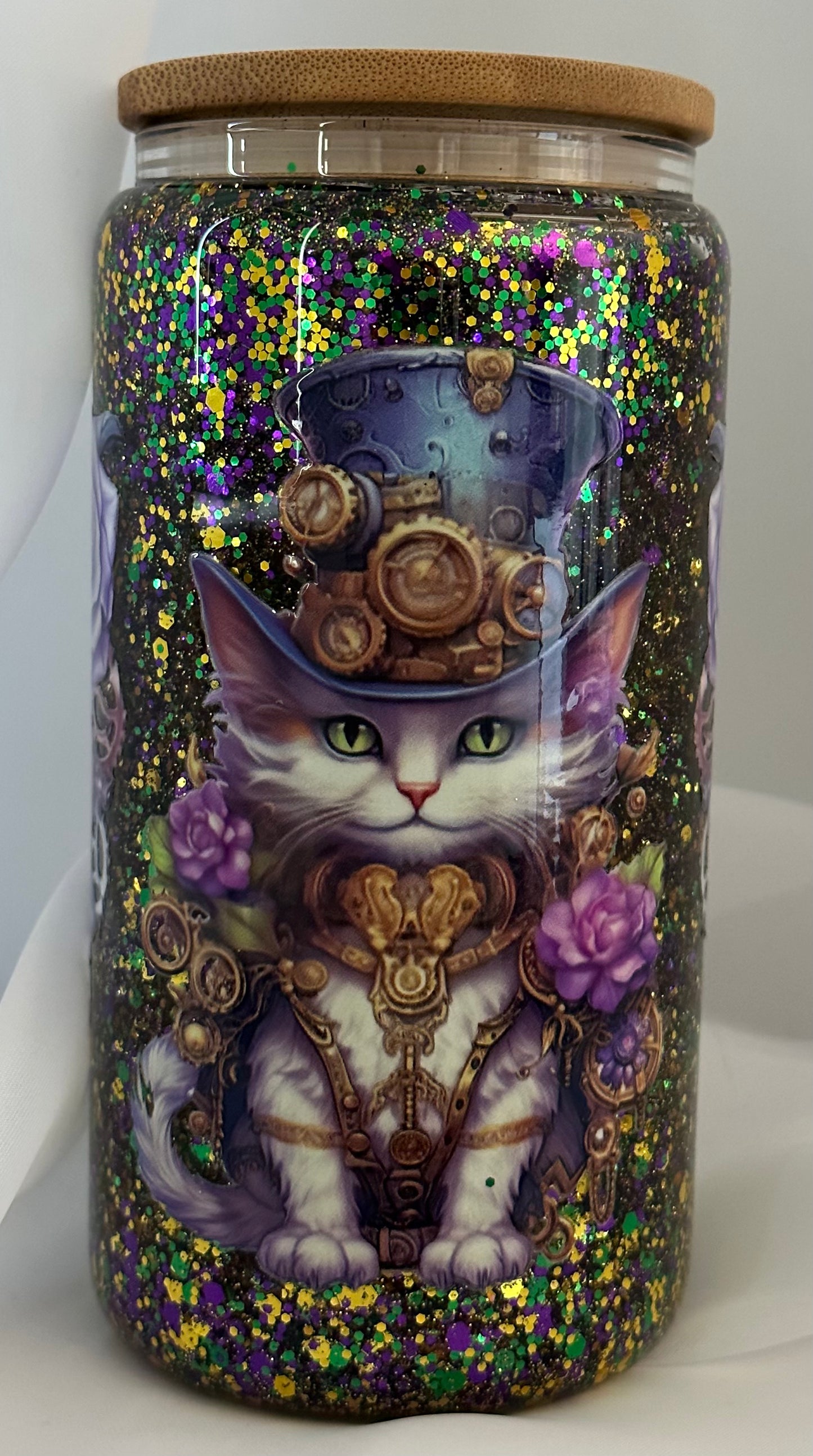 Steampunk Kitty Snow Globe Tumbler