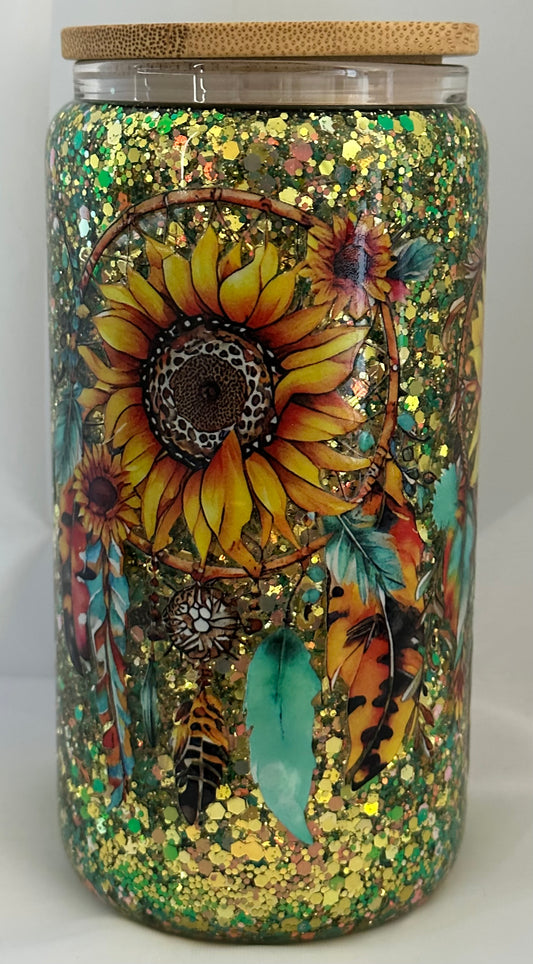 Sunflower Dreamcatchers Snow Globe Tumbler